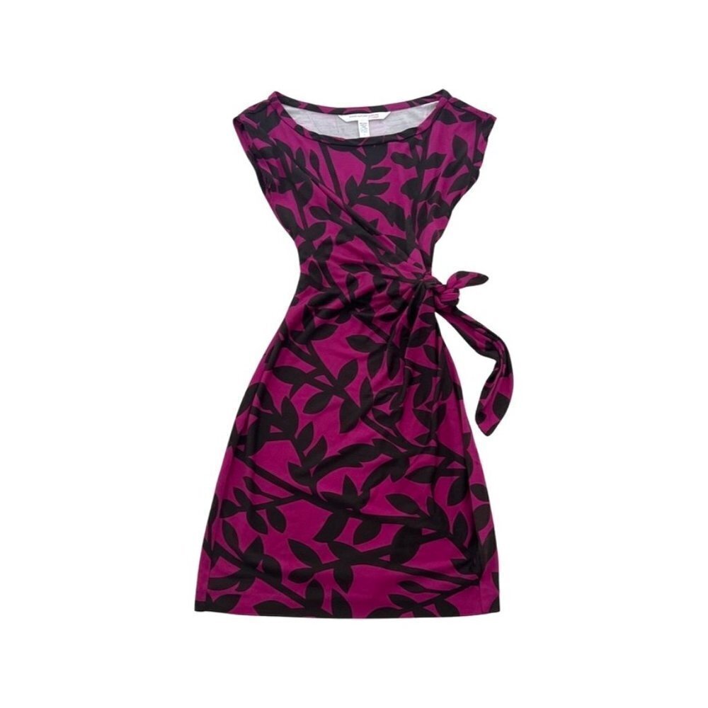 Diane Von Furstenberg Vintage purple black floral print dress size 2
